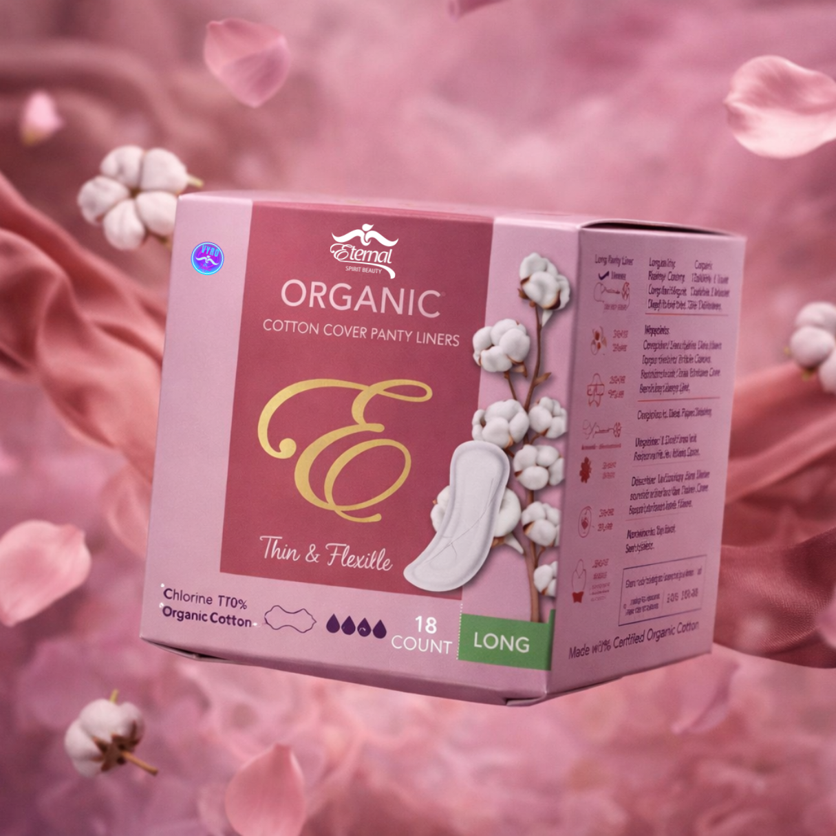Organic Cotton Cover Pads Chlorine and Fragrance-Free Women LONG