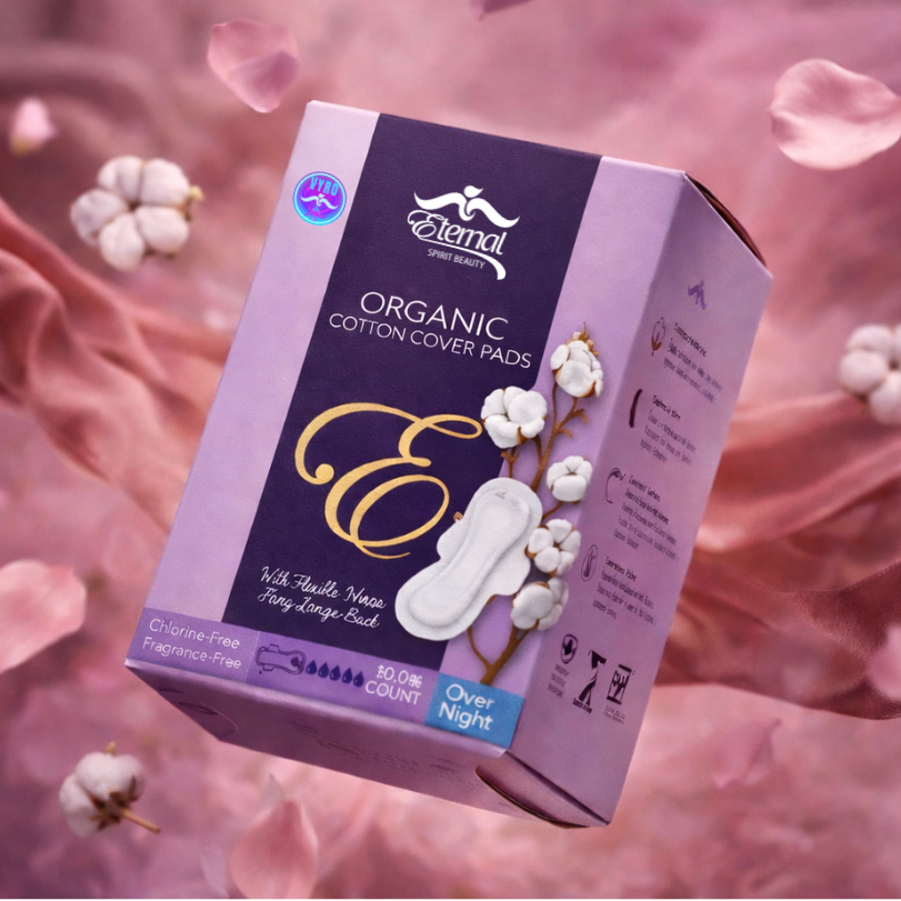 Organic Cotton Cover Pads Chlorine and Fragrance-Free Women Over Night